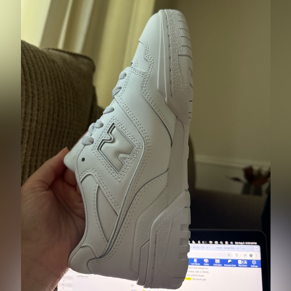 All White New Balance 550s